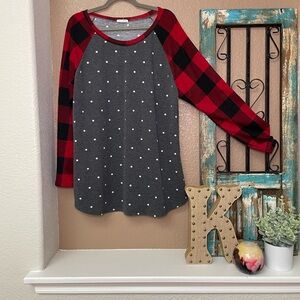 Plaid and Polka Dot Women's Tunic Top